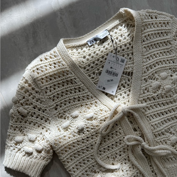 Zara Cream Cable Knit Cardigan - Picture 4 of 4
